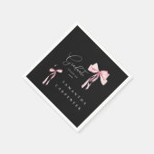 Pink Bow photo black background elegant graduation Serviette (Ecke)
