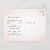 Pink Bow Photo Grad Party Graduation Invitation Postkarte (Rückseite)