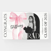 Pink Bow Photo Graduation Banner (Horizontal)