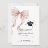 Pink Bow Photo Graduation Einladung (Rückseite)