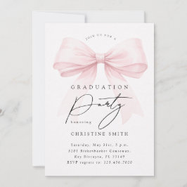 Pink Bow Photo Graduation Party Einladung