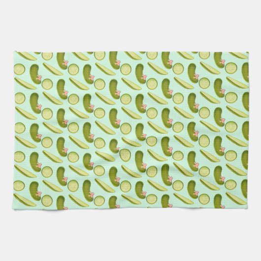 Pink Bow Pickles Geschirrtuch (Horizontal)