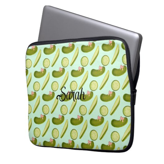 Pink Bow Pickles Laptopschutzhülle (Vorderseite Links)