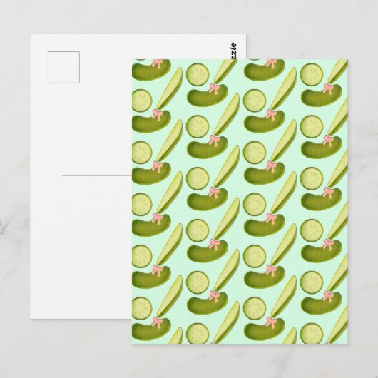 Pink Bow Pickles Postkarte (Vorne/Hinten)