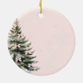 Pink Bow Pine Tree Baby's First Christmas Keramik Ornament (Hinten)