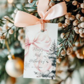 Pink Bow Pine Trees Winter Onederland 1. Geburtsta Geschenkanhänger