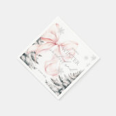 Pink Bow Pine Trees Winter Onederland 1. Geburtsta Serviette (Ecke)