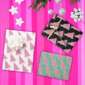 Pink Bow Pink Christmas Tree Geschenkpapier Set