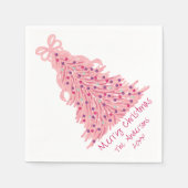 Pink Bow Pink Christmas Tree Serviette (Vorderseite)