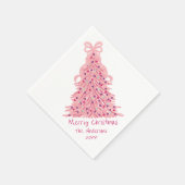 Pink Bow Pink Christmas Tree Serviette (Ecke)