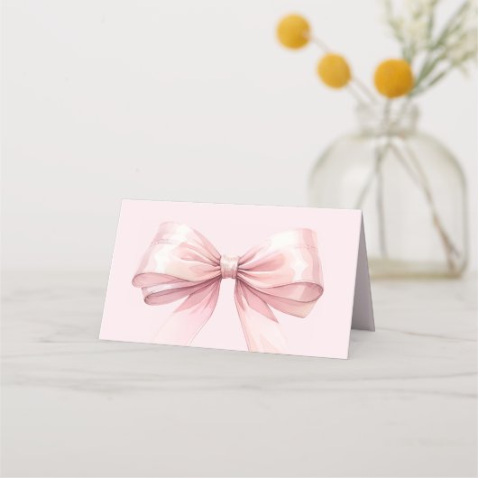 Pink Bow Place Cards | Elegant Folded Platzkarte (Rückseite)