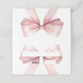 Pink Bow Place Cards | Elegant Folded Platzkarte (Außenseite Aufgefaltet)
