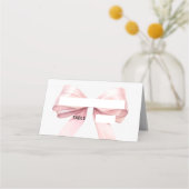 Pink Bow Place Cards | Elegant Folded Platzkarte (Vorderseite)