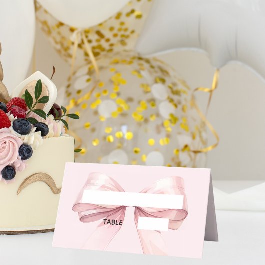Pink Bow Place Cards | Elegant Folded Platzkarte
