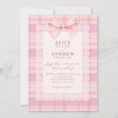 Pink bow plaid wedding einladung (Vorderseite)