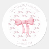 Pink Bow Preppy Baby Dusche Etikett, Aufkleber (Vorderseite)