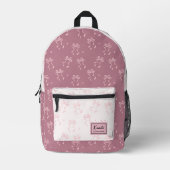 Pink Bow Preppy Coquette Custom Script Name Bedruckter Rucksack (Vorderseite)