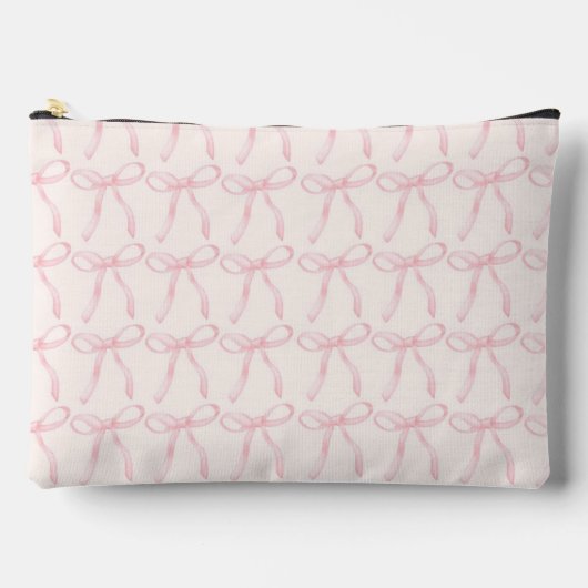 Pink Bow Print, Niedlich und Coquette Accessory Po Zubehörtasche (Vorderseite)