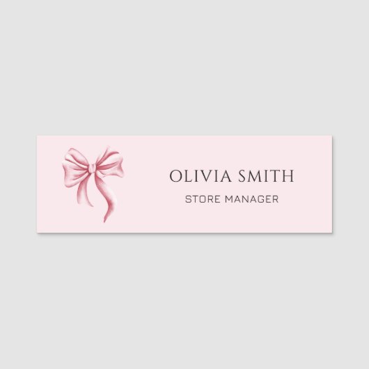 Pink Bow Professional Small Business Namensschild (Vorderseite)