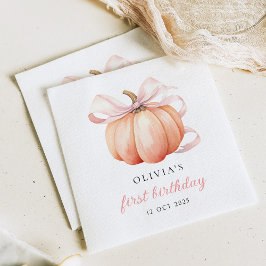 Pink Bow Pumpkin 1. Geburtstag Serviette