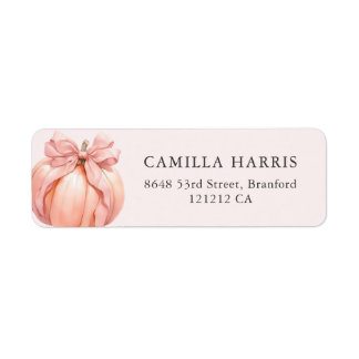 Pink Bow Pumpkin Address Labels