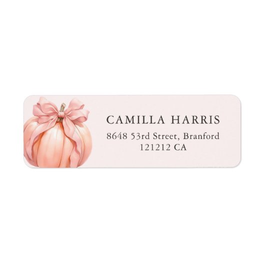 Pink Bow Pumpkin Address Labels (Vorne)