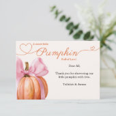 Pink Bow Pumpkin Baby Dusche Danke Karte 🎀 - E (Stehend Vorderseite)