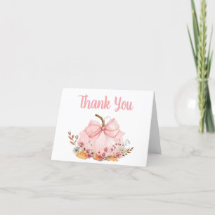 Pink Bow Pumpkin Baby Dusche Dankeskarte