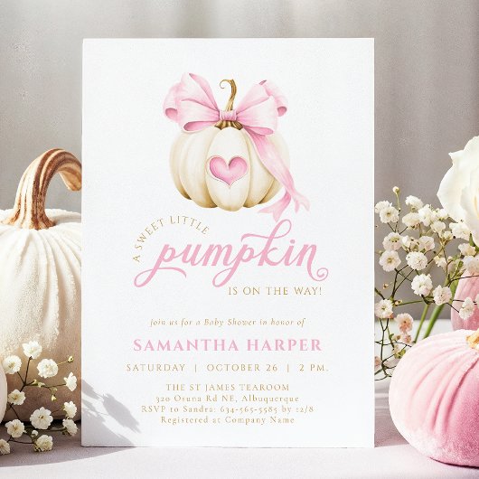 Pink Bow Pumpkin Baby Dusche Einladung