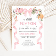 Pink Bow Pumpkin Baby Dusche