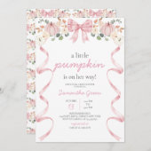 Pink Bow Pumpkin Baby Dusche Einladung (Vorne/Hinten)