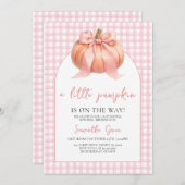 Pink Bow Pumpkin Baby Dusche Einladung (Vorne/Hinten)