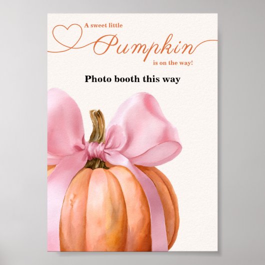 Pink Bow Pumpkin Baby Dusche "Foto Booth This way Poster (Vorne)