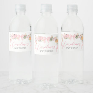 Pink Bow Pumpkin Baby Dusche Wasserflaschenetikett