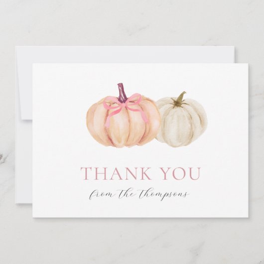 Pink Bow Pumpkin Baby Girl Danke (Vorderseite)