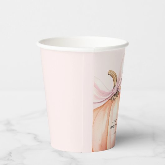 Pink Bow Pumpkin Baby Shooting Paper Cup Pappbecher (Rechts)