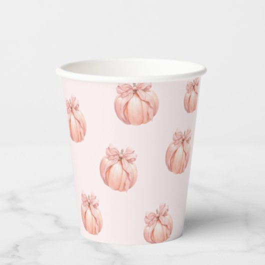Pink Bow Pumpkin Baby Shooting Paper Cup Pappbecher (Vorderseite)