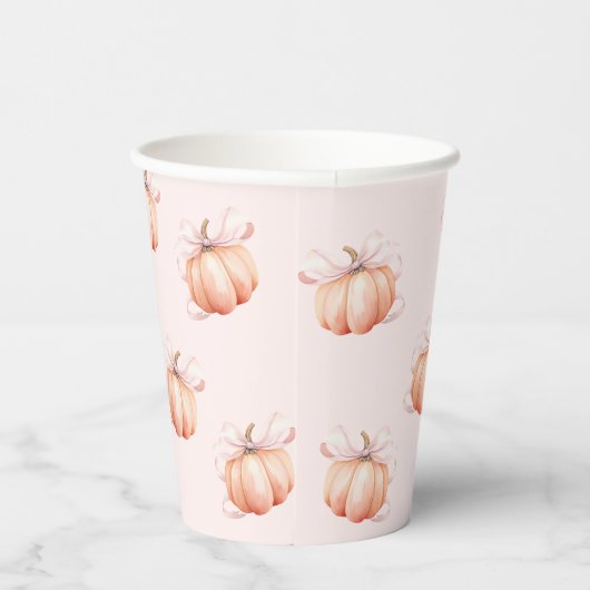 Pink Bow Pumpkin Baby Shooting Paper Cup Pappbecher (Rechts)