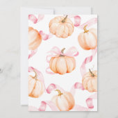 Pink Bow Pumpkin Baby Shower Einladung (Rückseite)