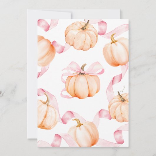 Pink Bow Pumpkin Baby Shower Einladung (Rückseite)