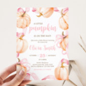 Pink Bow Pumpkin Baby Shower Einladung