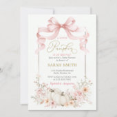 Pink Bow Pumpkin Baby Shower Girl Einladung (Vorderseite)