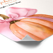 Pink Bow Pumpkin Baby Shower "Spiele & Giggles Poster (Ecke)