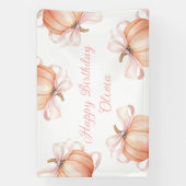 Pink Bow Pumpkin Birthday Backdrop Banner (Vertikal)
