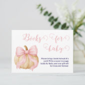 Pink bow Pumpkin Books for Baby Card Baby Shooting Begleitkarte (Stehend Vorderseite)