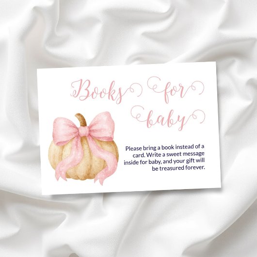 Pink bow Pumpkin Books for Baby Card Baby Shooting Begleitkarte