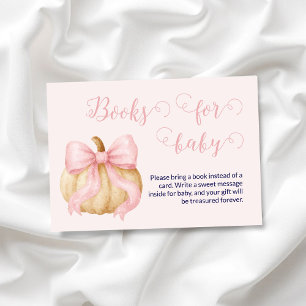 Pink bow Pumpkin Books for Baby Card Baby Shooting Begleitkarte