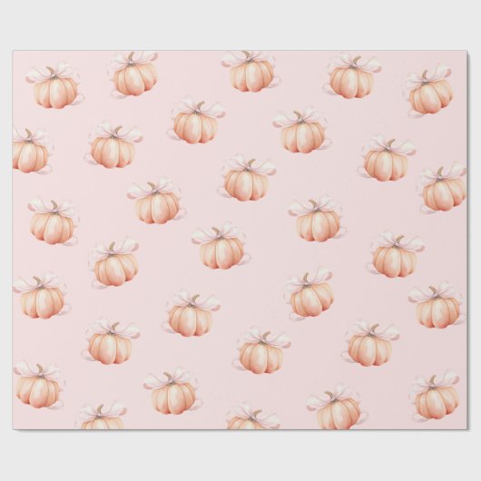Pink Bow Pumpkin Coquette Geschenkpapier (Flach)