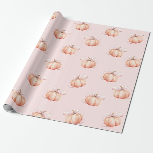 Pink Bow Pumpkin Coquette Geschenkpapier (Ungerollt)