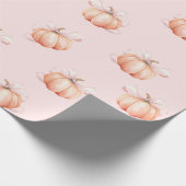 Pink Bow Pumpkin Coquette Geschenkpapier (Ecke)